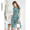 科蒙博卡夏季V领时尚印花真丝裙女系带收腰碎花桑蚕丝连衣裙KXPYC508H1F1 商品缩略图3