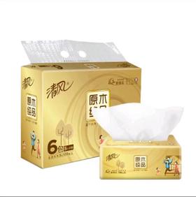 清风 金装原木纯品3层130抽6包抽取式面纸BR65SJ【BC】【HB】