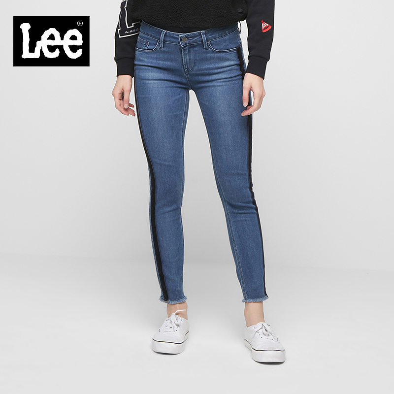 Lee商场同款女款浅蓝色贴身小脚九分牛仔裤新款L124003YM9GX