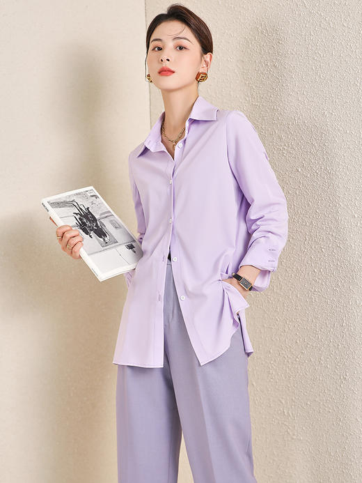 浅紫色长袖韩版休闲职业装OL通勤面试 商品图3