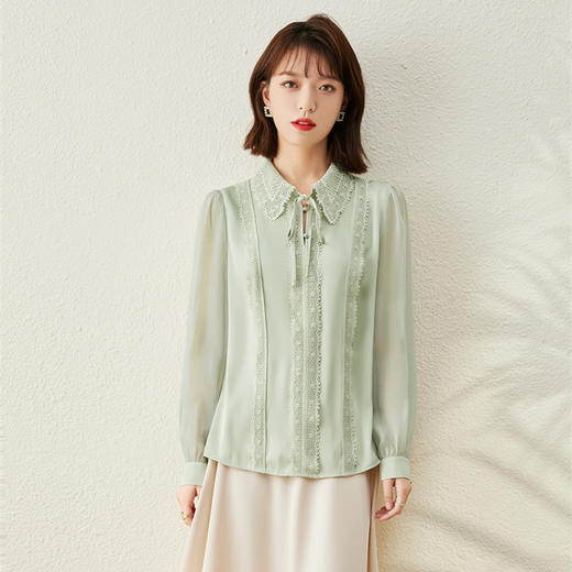 新款娃娃领时尚雪纺衬衫上衣  YZ8002 商品图3