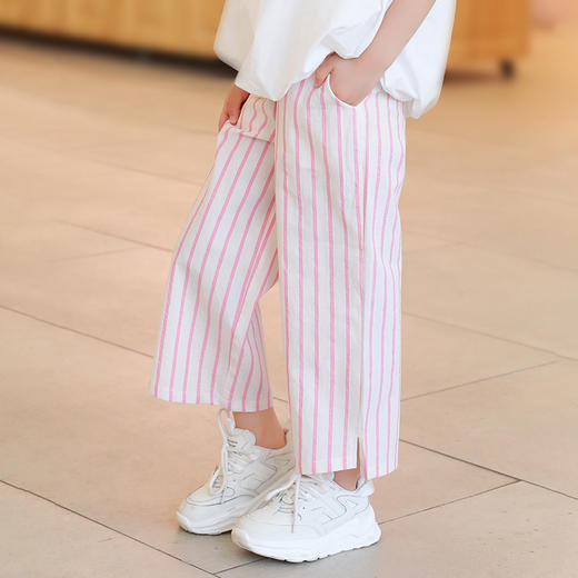 【抄底价清仓】龙之涵简约气质款女童直筒裤 9分裤 百搭有型 全棉水洗棉 女童麻感九分直筒裤 商品图9