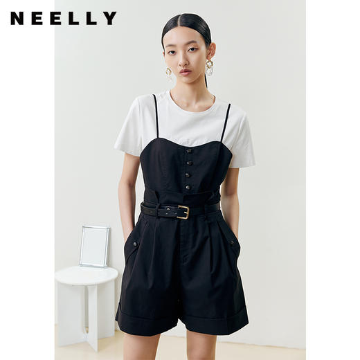 NEELLY纳俪商场同款吊带连体裤女收腰高级感时尚百搭夏季短裤休闲N22042Q01060 商品图0