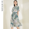 玳莎真丝印花女夏季 弹力双绉高级感收腰短袖桑蚕丝连衣裙  CB35119 商品缩略图0
