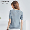 科蒙博卡夏季花边圆领真丝上衣女纯色桑蚕丝透气针织小衫上衣YSP1018H4218 商品缩略图1