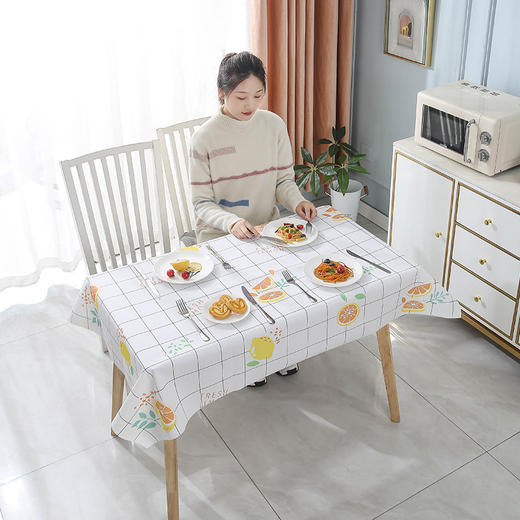新款现代简约风桌布防水防油PVC白格子桌布居家家用免洗北欧cmxg 商品图2