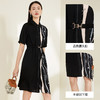 玳莎19mm弹力双乔绉印花真丝拼接连衣裙2022新款高级感气质中长款腰带设计感裙子 CB35103 商品缩略图1