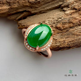 派瑞翡翠 翡翠戒面 冰种 绿色