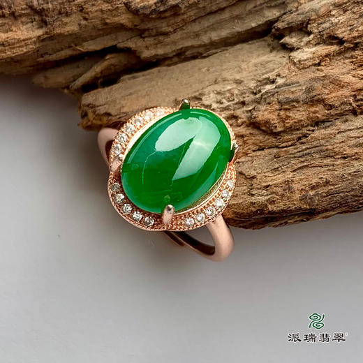 派瑞翡翠 翡翠戒面 冰种 绿色 商品图0