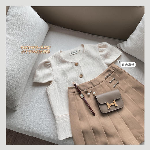 【金蘑菇菇 仲夏夜香香】精致少女风花呢小个子时尚短上衣 商品图0