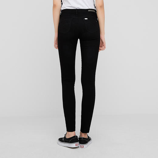 Lee商场同款女款黑色贴身小脚破洞时尚牛仔裤L12400AP69HQ 商品图1