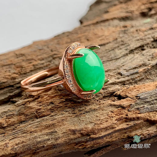 派瑞翡翠 翡翠戒面 冰种 绿色 商品图2