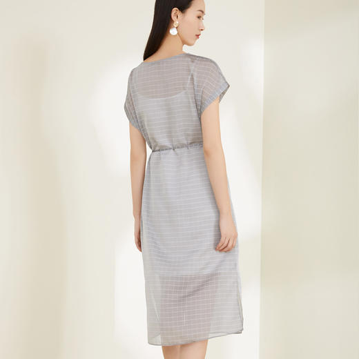 玳莎格子两件套连袖连衣裙欧根纱圆领夏季别致裙子  CB35113 商品图2