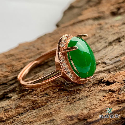 派瑞翡翠 翡翠戒面 冰种 绿色 商品图2