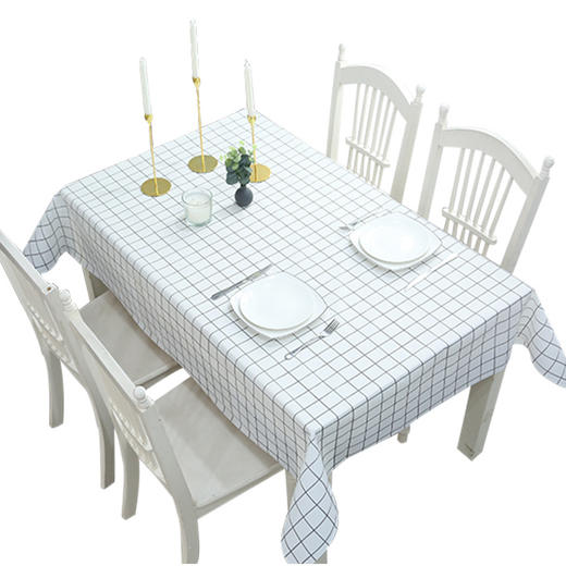 新款现代简约风桌布防水防油PVC白格子桌布居家家用免洗北欧cmxg 商品图5