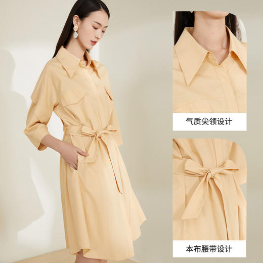 玳莎连肩袖宽松连衣裙2022新品衬衫式收腰显瘦七分袖裙子女  CA35201 商品图1