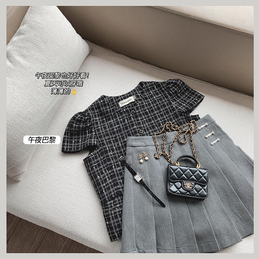 【金蘑菇菇 仲夏夜香香】精致少女风花呢小个子时尚短上衣 商品图4