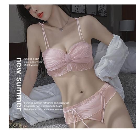 【甜美少女网纱蝴蝶结Bra】无钢圈小胸聚拢调整型内衣收副乳上托性感文胸套装 商品图2
