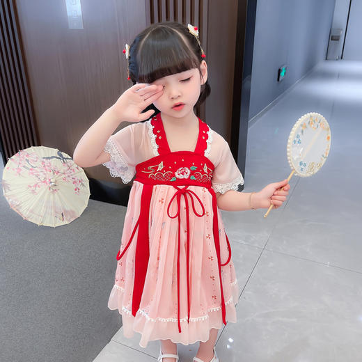 汉服短袖小女孩襦裙，超仙古装连衣裙PJX-M05 商品图2