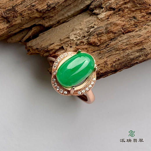 派瑞翡翠 翡翠戒面 冰种 绿色 商品图4