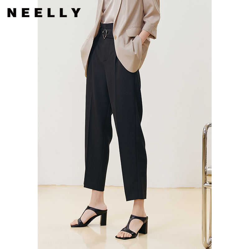 NEELLY纳俪商场同款西装裤女夏季新款百搭休闲裤薄款垂感直筒裤潮N22042H01056