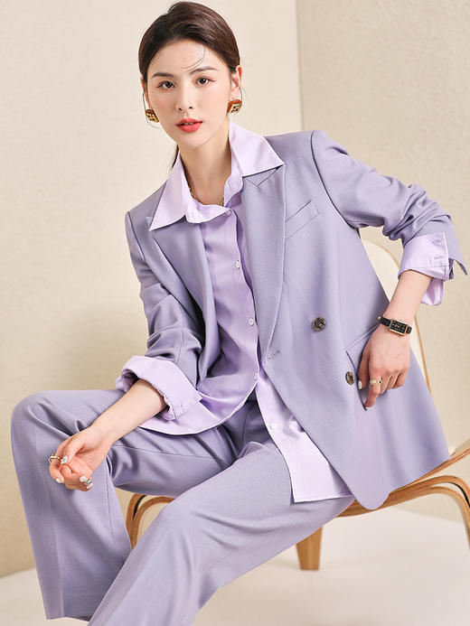 浅紫色长袖韩版休闲职业装OL通勤面试 商品图0
