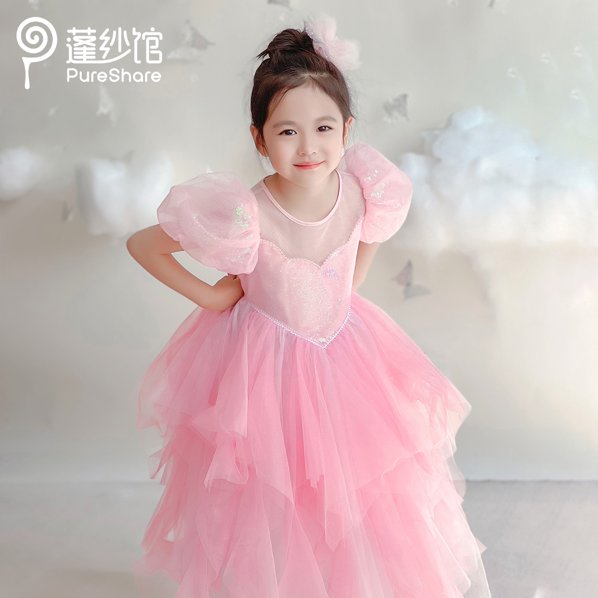 pureshare 春夏新款女童连衣裙蓬蓬公主裙演出气质时装周走秀款——人鱼姬公主裙