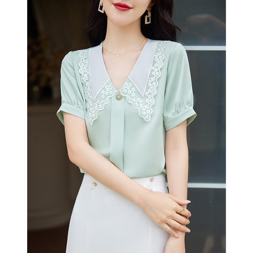 夏季新品时尚通勤优雅气质款短袖衬衫套裙 商品图4