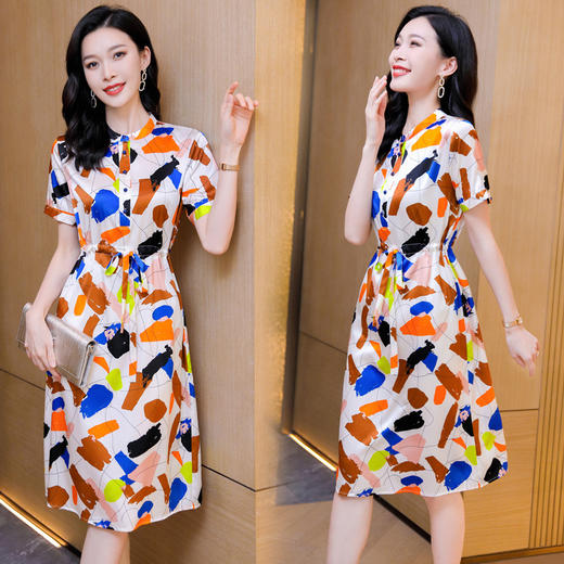 ASE-9319印花气质时尚百塔女式连衣裙 商品图1