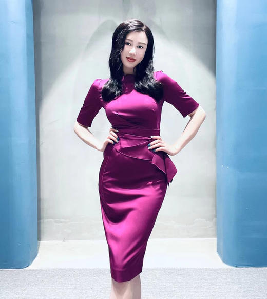 J6280906B颈袖添香女装时尚气质OL礼服裙修身名媛御姐风连衣裙 商品图2