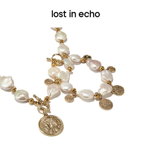 lost in echo 原创设计师品牌 Mazzy巴洛克不规则珍珠硬币项链 商品图1
