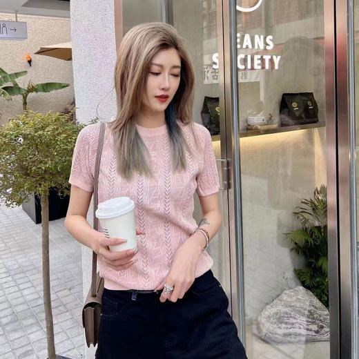 皮皮狗女式圆领提花短袖套衫2175221012 商品图0