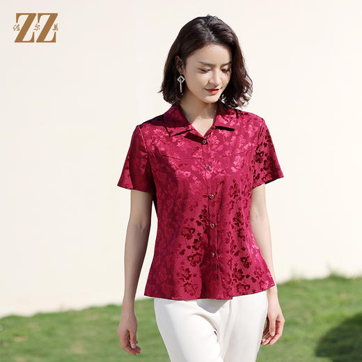 佐尔美夏季新款 桑蚕丝真丝弹力桑波缎衬衫女E12CS88 商品图3