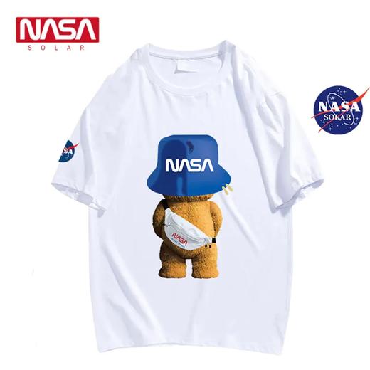 【限时折扣】NASA SOLAR联名款小熊印花棉质圆领短袖T （S-5XL）（白色/粉色/黑色/蓝色）（非质量问题不退不换） 商品图7
