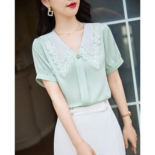 夏季新品时尚通勤优雅气质款短袖衬衫套裙 商品图3