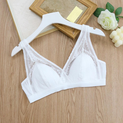 TG-TG02S150春夏法式真丝内衣 蕾丝性感三角杯桑蚕丝薄款无钢圈文胸 商品图4