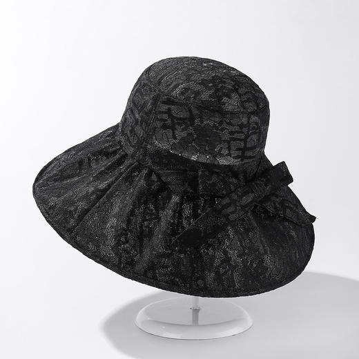 JC-I1-M1815（蕾丝蝴蝶结遮阳帽）女神蕾丝大沿帽子女夏天户外宽边遮阳帽系带蝴蝶结轻薄太阳帽 商品图4