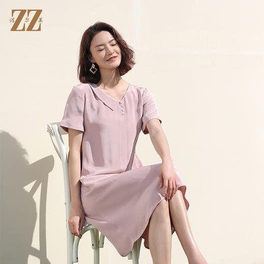 佐尔美2022夏季新款 重磅桑蚕丝真丝连衣裙女E12LS69 商品图2