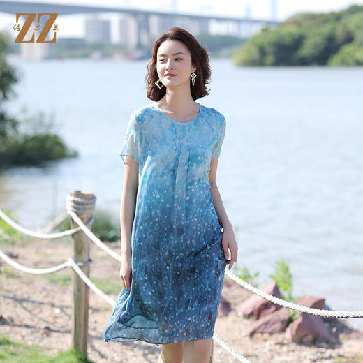 佐尔美2022夏季新款 桑蚕丝乔其真丝连衣裙女E12LS106 商品图2
