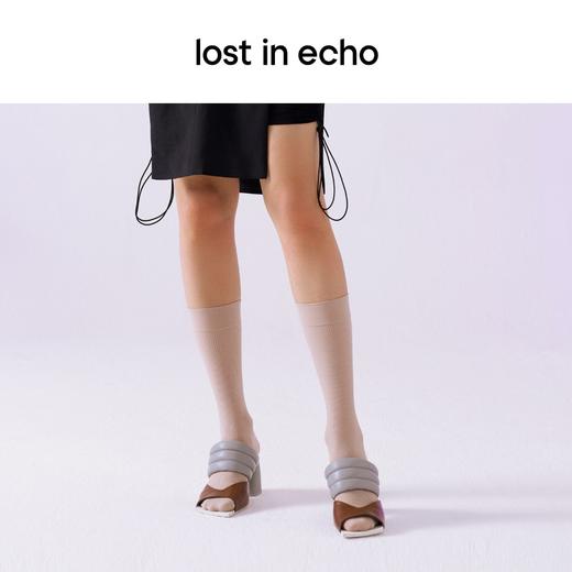 lost in echo 设计师原创 春夏新款 气垫装饰斜头粗跟凉鞋 商品图1