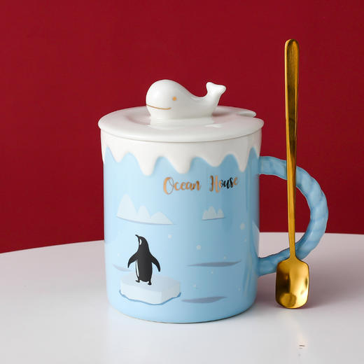 恒度马克杯鲸鱼HD-3109创意可爱小鲸鱼马克杯卡通陶瓷杯带盖勺杯子水杯牛奶杯学生情侣杯 商品图6