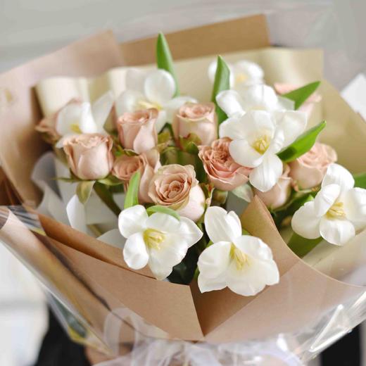 《咖啡时间》卡布奇诺郁金香粉色系韩式花束 商品图4