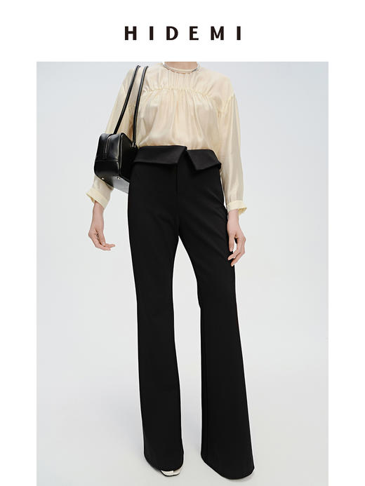 HIDEMI 必入款翻折腰头设计感超显瘦喇叭弹力神裤 商品图0