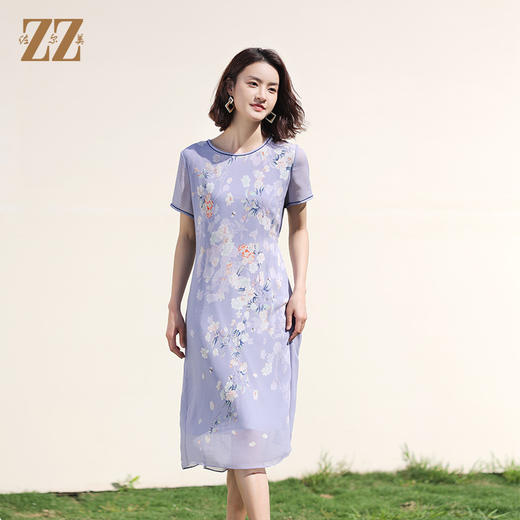佐尔美夏季新款 桑蚕丝乔其真丝连衣裙女E12LS107 商品图0
