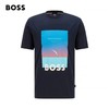 百货世界-HUGOBOSS雨果博斯男士2022春夏款艺术风图案丝光棉修身T恤 商品缩略图1