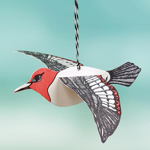 北京仓｜BlackBird LetterPress-Woodpecker-红面使者 立体贺卡［美国设计师］ 商品图0