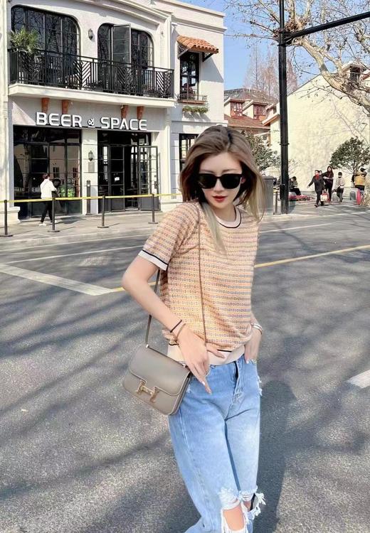 皮皮狗女式圆领提花短袖套衫2175220212 商品图1