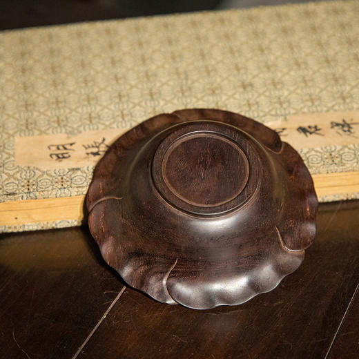 紫檀一木整挖花口盘 商品图4