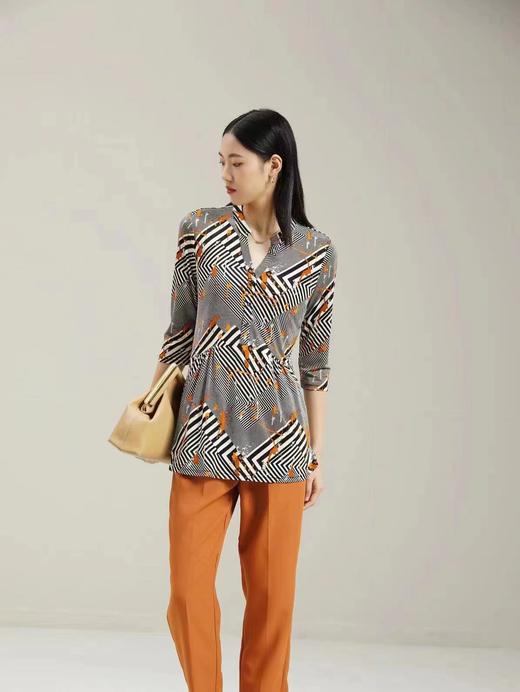 皮皮狗桑蚕丝立领中袖中长款套衫2115222313 商品图1