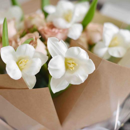 《咖啡时间》卡布奇诺郁金香粉色系韩式花束 商品图8